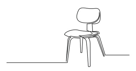 Wall Mural - continuous line drawing of simple modern cafe chair - PNG image with transparent background