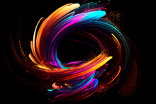 Colorful Swirl Spiral, Vivid Vortex, Over Dark Background . Design Element For Posters And Banners.