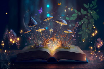 Book of magic spells ,  magical elements such as spell books . Generative AI