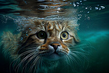 Aqua Cat: A Playful And Active Feline Diving Underwater