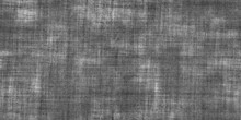 Seamless Trendy Monochrome Grey Denim Jeans Background Texture Overlay. Closeup Detail Of Worn And Distressed Faded Black  Linen Or Canvas Fabric Pattern. Fashion Textile Background 3D Rendering.
