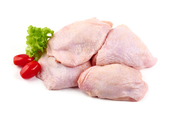 Sticker - Raw chicken leg quarters, isolated on white background. High resolution image.