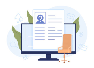 Fototapete - Headhunting flat concept vector illustration. Editable 2D cartoon objects on white for web design. Searching for potential employee on vacant position creative idea for website, mobile, presentation
