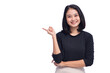 Young Business Woman Pointing on Isolated