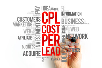 Poster - cpl - cost per lead word cloud, business concept background
