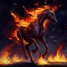 A Demonic Horse Made Of Fire And Ash Evil Fantasy