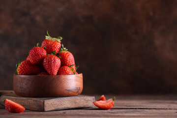 organic natural strawberry on wooden table