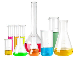 Wall Mural - flasks with colour liquid isolated