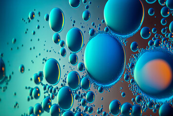 Wall Mural - bubbles on the surface of a liquid with a blue metallic sheen