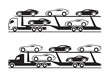 Car transporter trucks with sport vehicles- vector illustration