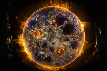 Wall Mural - generative ai illustration of sun surface with solar flares in space.