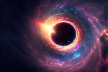 Wall Mural - generative ai black hole over star field in outer space.