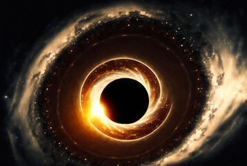Wall Mural - generative ai black hole over star field in outer space.