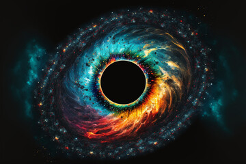 Wall Mural - generative ai black hole over star field in outer space.