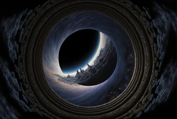 Wall Mural - generative ai black hole over star field in outer space.