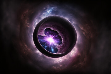 Wall Mural - generative ai black hole over star field in outer space.