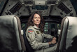 Generative ai illustration woman astronaut captaining space shuttle.