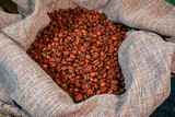 Fototapeta Na ścianę - coffee beans in a jute bag