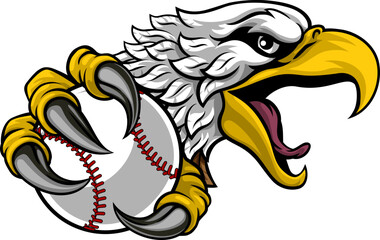 Wall Mural - An eagle or hawk baseball ball cartoon sports team mascot