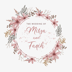  watercolor flower wreath for wedding invitation