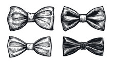 Bow Tie. Hand Drawn Necktie Sketch. Retro Fashion Concept. Illustration In Vintage Engraving Style