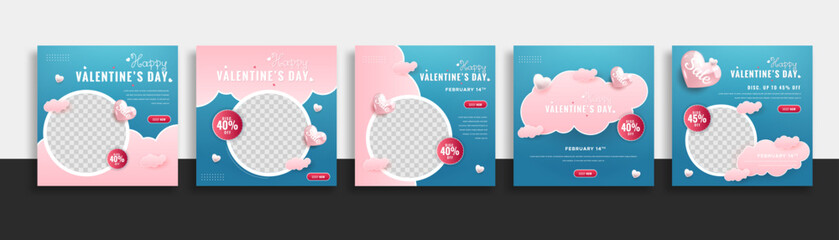Wall Mural - set of valentine day sale social media post template web banner for promotions your product.