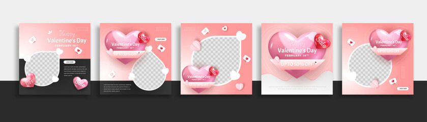 Wall Mural - set of valentine day sale social media post template web banner for promotions your product.