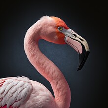 Pink FLamingo Portrait In Studio, Ultra Realistic Image, Generative Ai