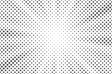 Poster - Halftone dotted background. Retro radial texture. Monochrome gradation effect. Vector pattern