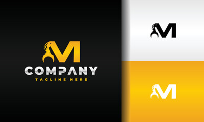 Wall Mural - letter M grapple construction logo