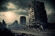 Leinwandbild Motiv Destroyed city, Post-apocalyptic, War zone created with Generative AI technology.