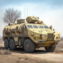 Modern Military Vehicle Created With Generative AI Technology.