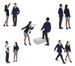 Set of pair of business man and women in Different pose.