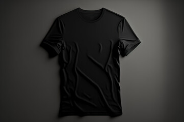 Wall Mural - Black t-shirt displayed inside, good for mockups. Generative AI.