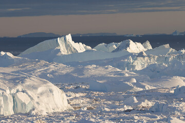 big icebergs floating over sea