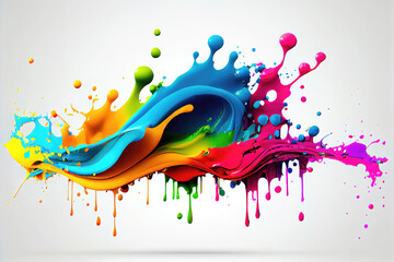 Wall Mural - colorful acrylic rainbow color splashes as lgbt pride background illustration (generative ai)