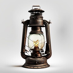 Old oil lamp lantern isolated on a white background