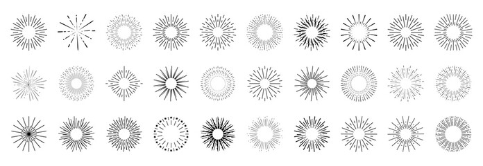 Poster - Sunburst logotype icons collection. Sunbeam icons set