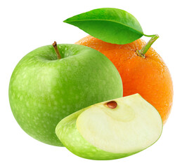 Wall Mural - Isolated apple and orange