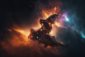 Wall Mural - space illustration with stars and nebula. Generative AI