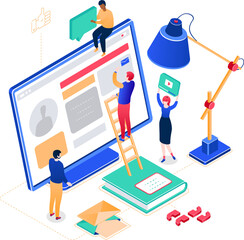 Aufkleber - Social media marketing - modern colorful isometric illustration