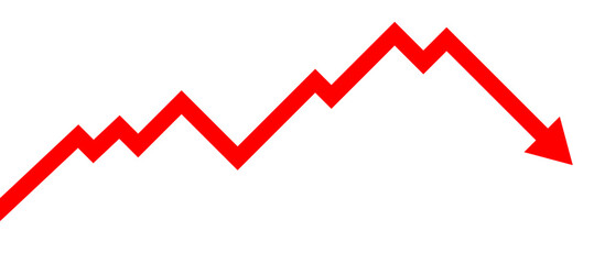 Aufkleber - Drop level arrow business financial background design template. Economy crisis recession concept.