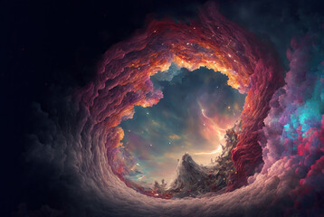 Wall Mural - generative ai illustration of planets and shining stars galaxy in space.