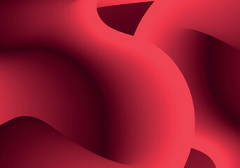 Wall Mural - Red fluid wave. Duotone geometric compositions with gradient 3d flow shape. Innovation mode vector