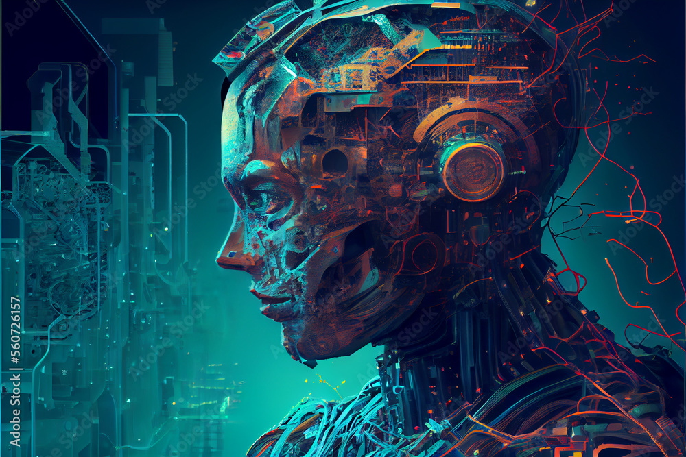 Technology background concept art Generative AI illustration Stock ...