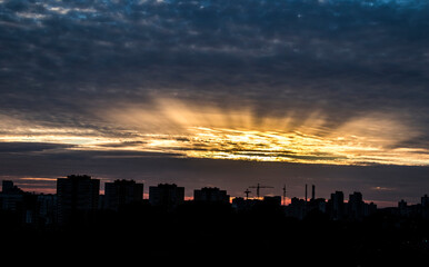 Wall Mural - Clouds at sunset, amazing sky, nature background