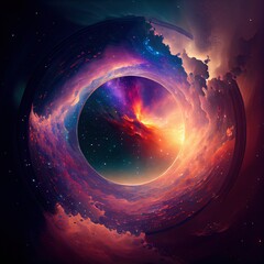 Wall Mural - a man stand in front of the universe Generative AI