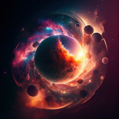 Wall Mural - a man stand in front of the universe Generative AI