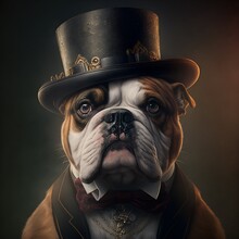 Crazy French Bulldog With Hat Made With Generative Ai

