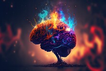 Illustration Concept Of Brain Power Full With Creative Idea Ready To Explode